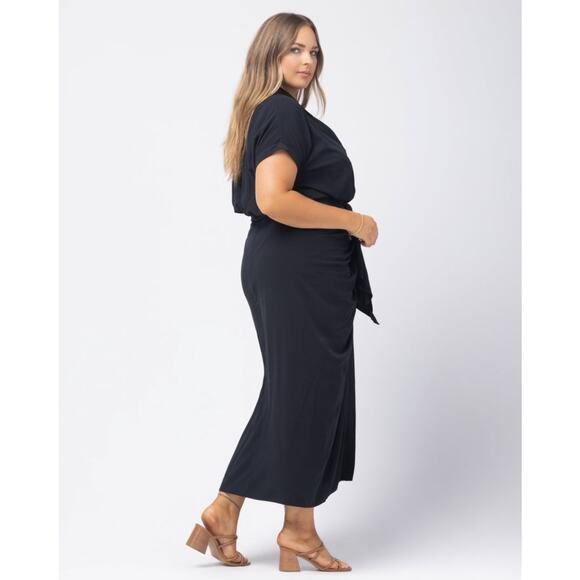 L*SPACE Prism Tie Button Front Maxi Dress Black Sz S $198 {Q17} - Picture 2 of 9